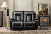Recline Chair Set，Furniture 2PC Bonded Leather Recliner Set Living Room