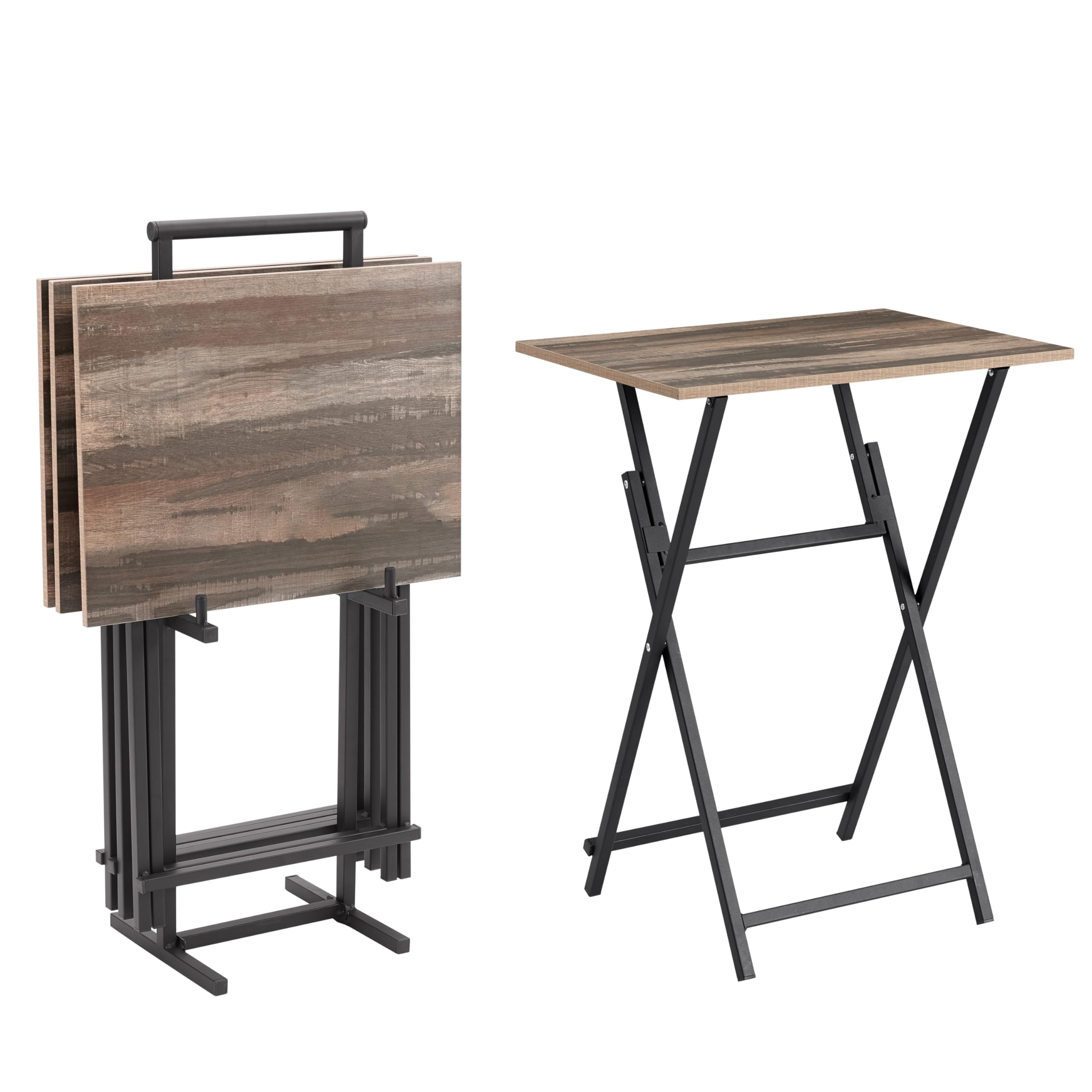 TableTide 4-Piece Folding Snack & TV Tray Set with Stand