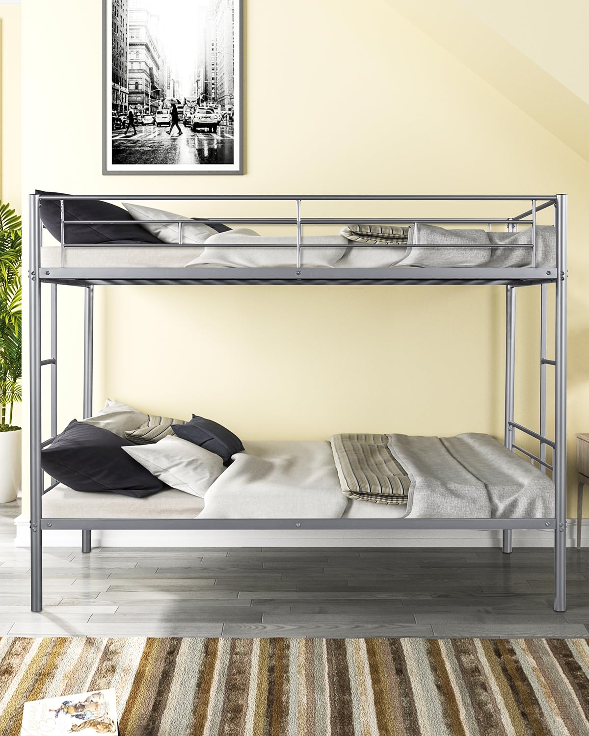 Twin-Over-Twin Metal Bunk Bed - Heavy Duty Bunk Bed Frame - Bunk Beds