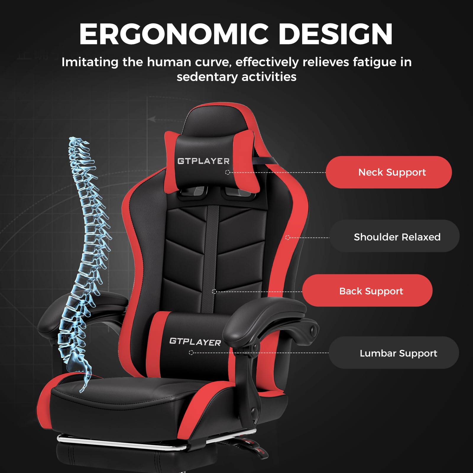 Ergonomic Gaming Chair with Footrest and Lumbar Support