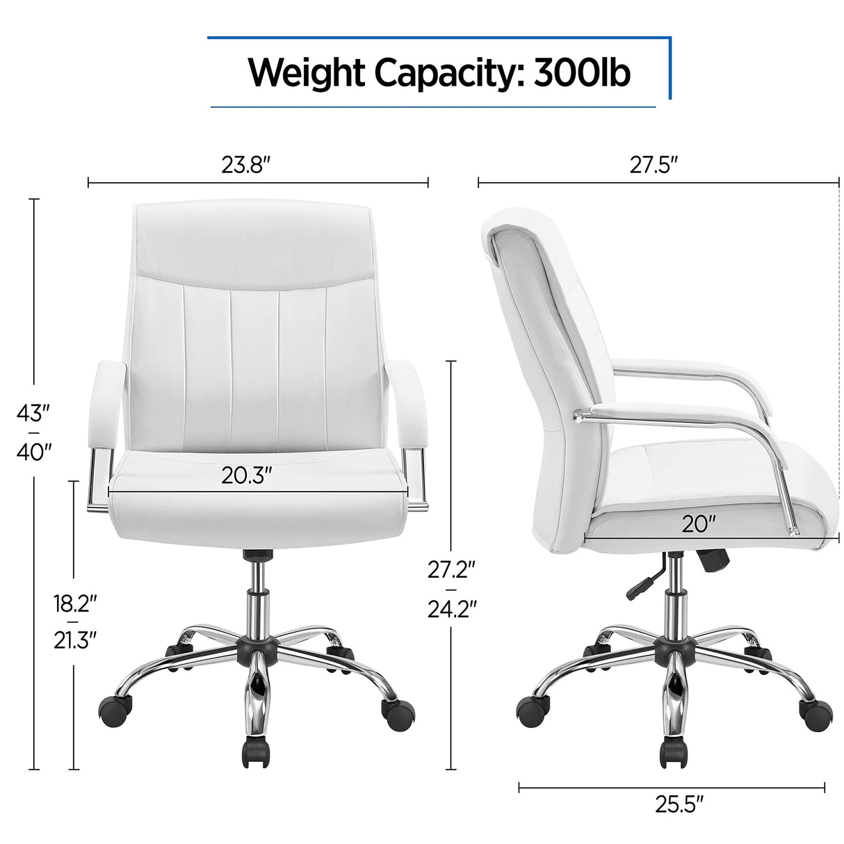 Executive Office Desk Chair Adjustable Ergonomic Chair Swivel Rolling Desk Chair