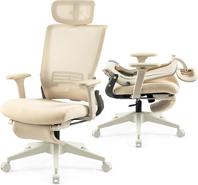 Foldable Office Chair with Foot Rest, Ergonomic Office Chair with Adjustable