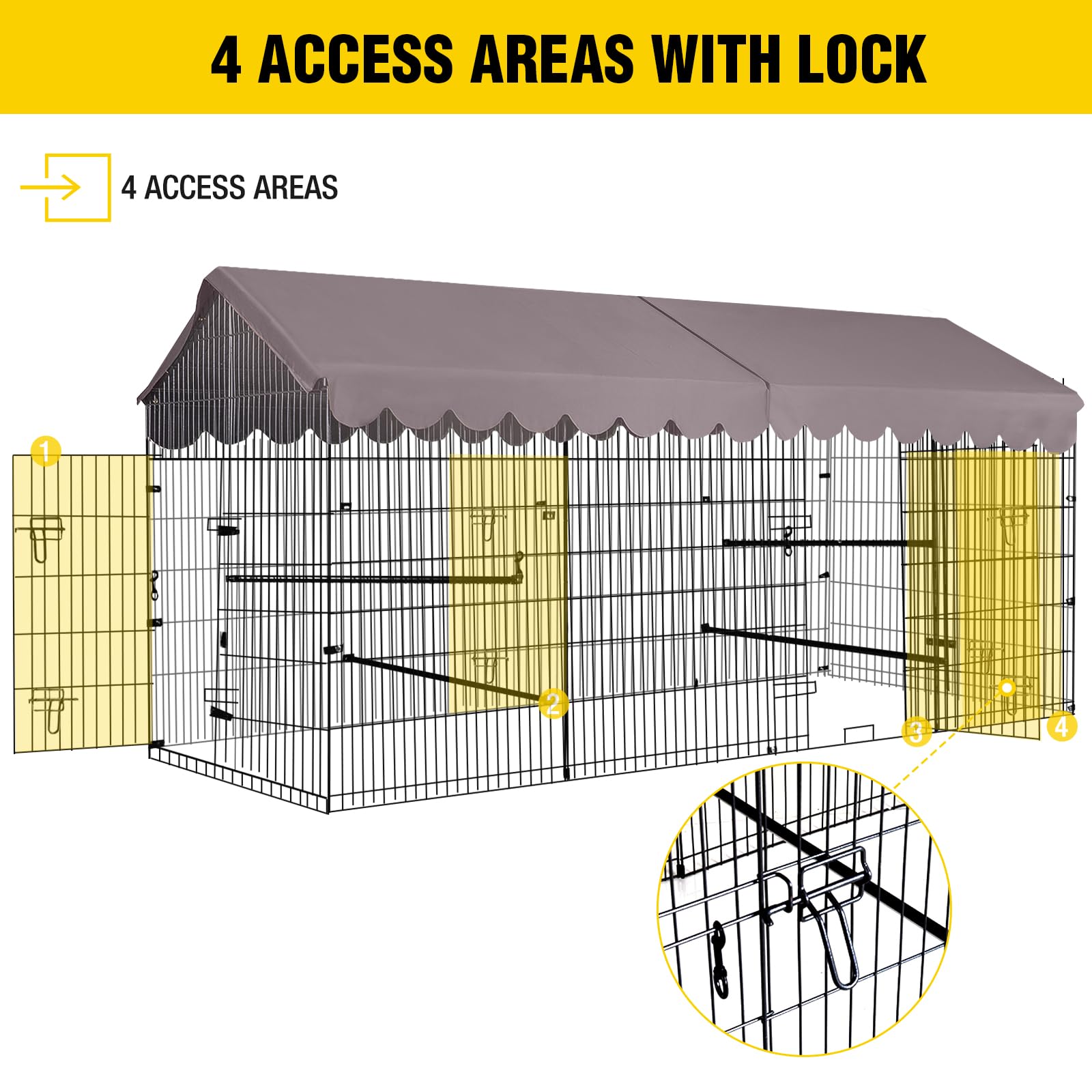Chicken Coop 88" Metal Chicken Run with Waterproof Cover Portable Poultry Cage Large Hen House Outdoor Animal Enclosure Exercise Pen for Chicken,Duck,Goose,Rabbit Cat and Other Small Animals