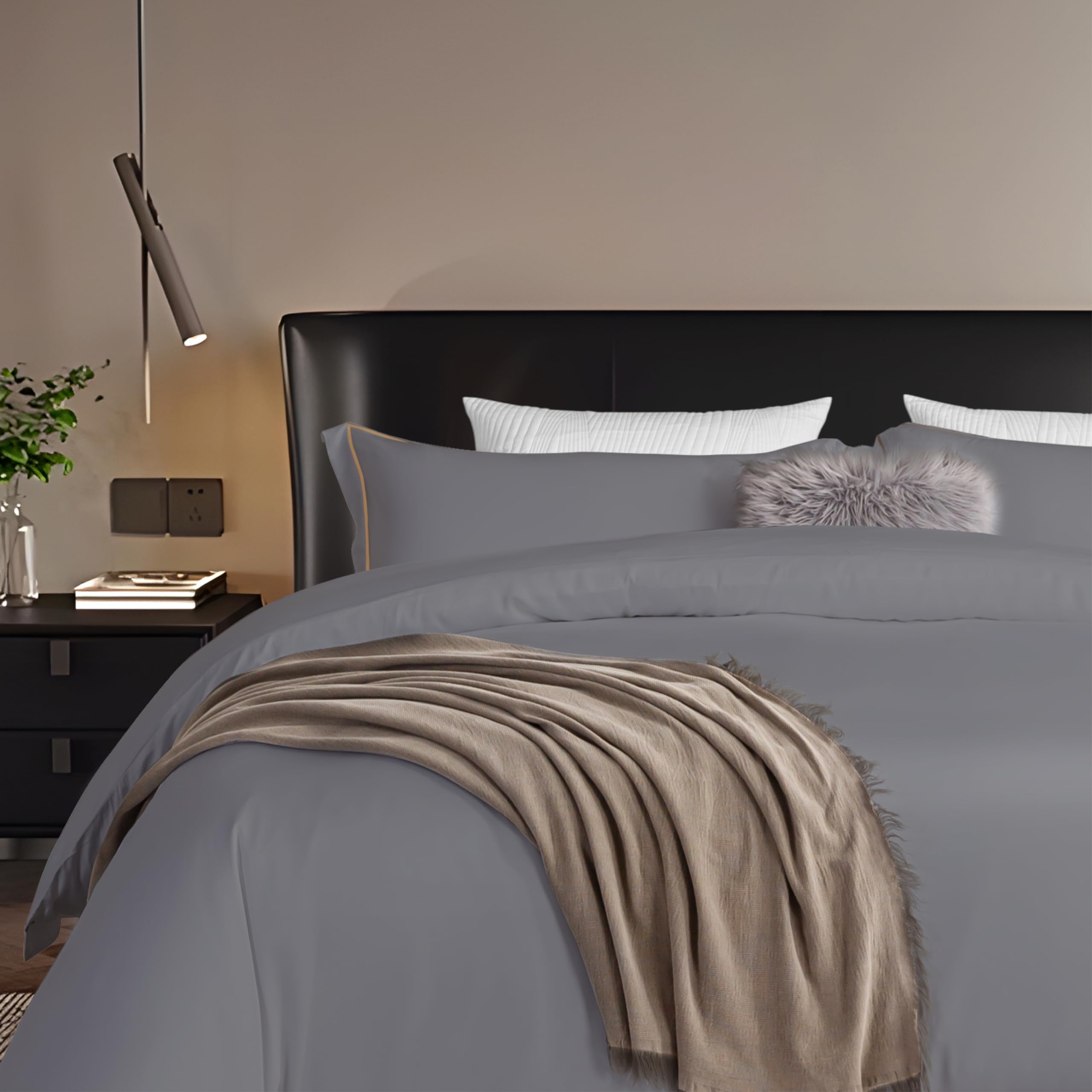 Cooling Queen Duvet Cover Set, Viscose Derived from Bamboo Comforter Cover Set