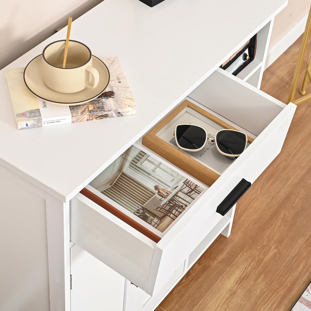 Bathroom Cabinet, Floor Storage Cabinet with Doors and Shelves, Coffee Bar Cabinet