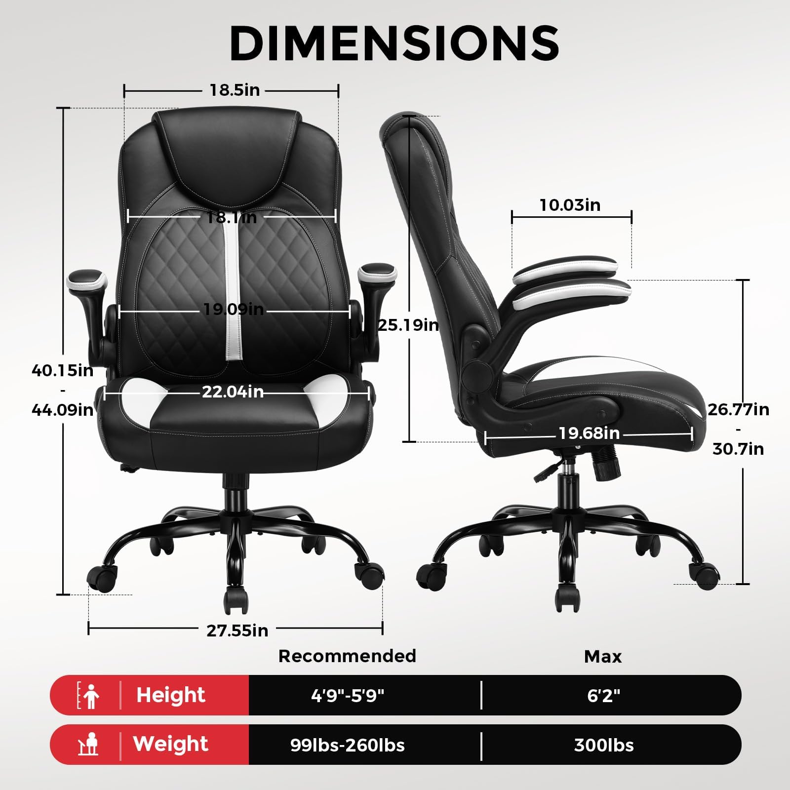 Ergonomic Office Chair with Lumbar Support - White Executive Desk Chair