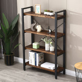 Solid Wood Bookshelf,4 Tier Rustic Vintage Industrial Etagere Bookcase