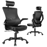 Office Chair Ergonomic Desk-Chair: Mesh Back Computer Chair with PU Leather Seat,