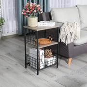 Side Table, Small End Table Record Player Stand with Storage, Vinyl Record Storage Night