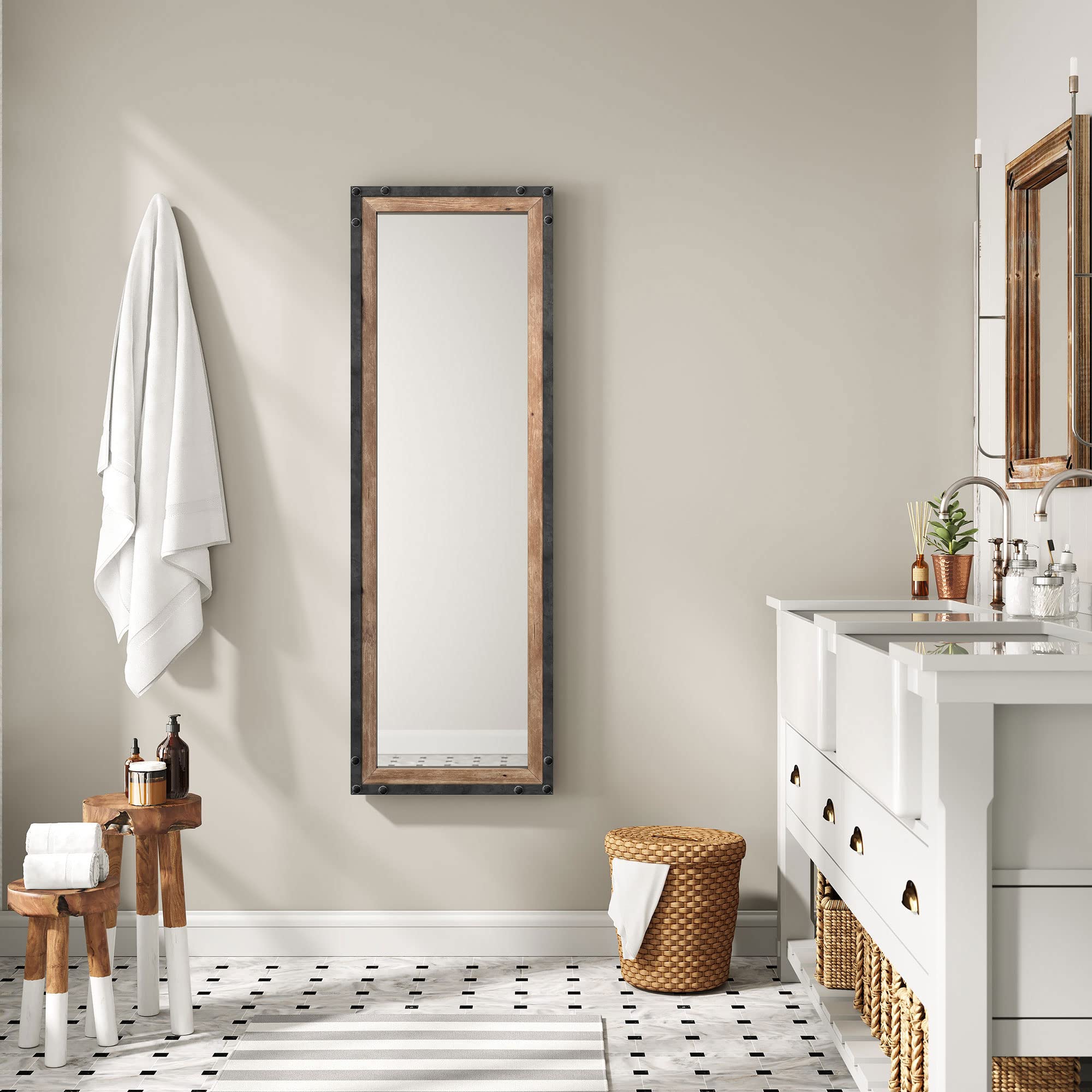 Leaner Floor Mirror Full Length, Large Rustic Wall Mirror