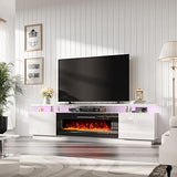 Fireplace TV Stand with 40" Fireplace, 80" Modern High Gloss Fireplace Entertainment