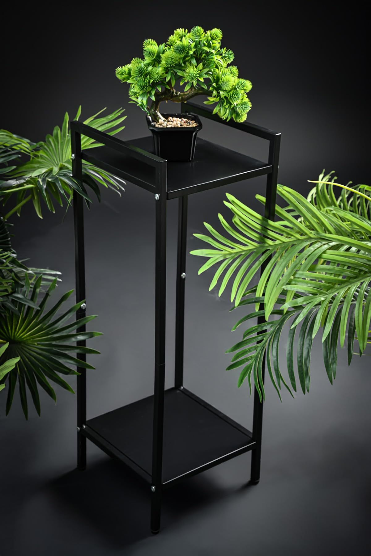 Single Plant Stand Indoor Tall: 2 Tier Metal Modern Small Flower Storage Plant Shelf