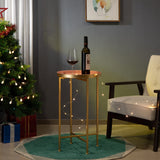 Small Round Metal End Table, Accent Indoor&Outdoor Coffee Side Table