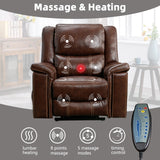 Large Genuine Leather Power Lift Recliner Chair for Elderly, Lay Flat Dual Motor Recliner