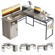 L Shaped Standing Desk Adjustable Height, 60" Corner Computer Desk with Storage