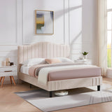 Full Size Beds Upholstered Platform Bed Frame with Height-Adjustable