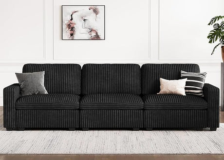 Modular Sectional Sofa with Storage Seats 3 Seat Corduroy Couch Oversized Sectional