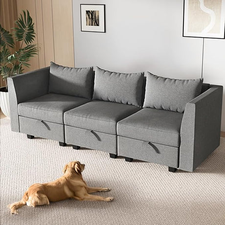 Sectional Couches Sofa with Storage, Convertible Couch with High-Density Sponge Filling