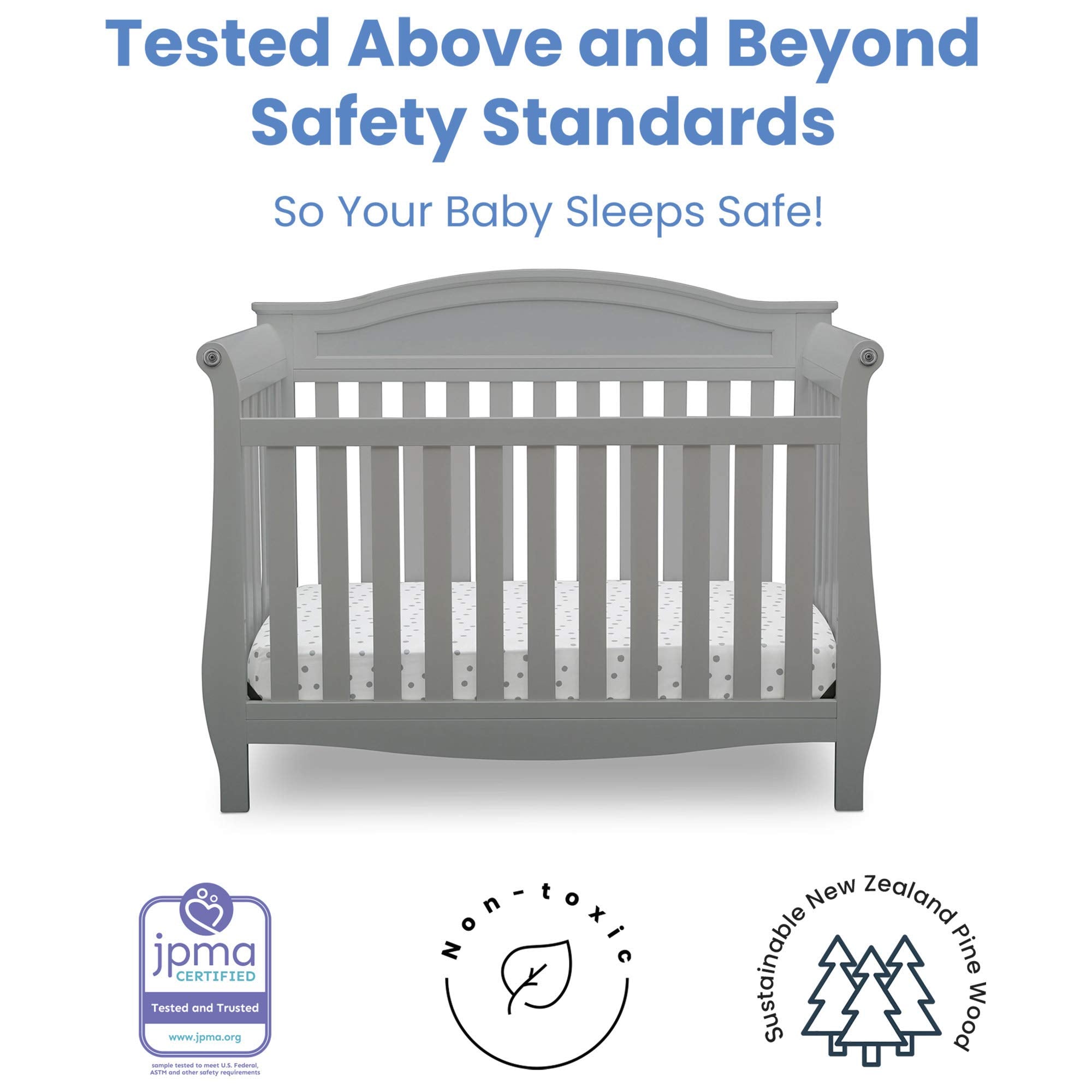 Lancaster 4-in-1 Convertible Baby Crib & 3 Drawer Dresser with Changing Top, Grey