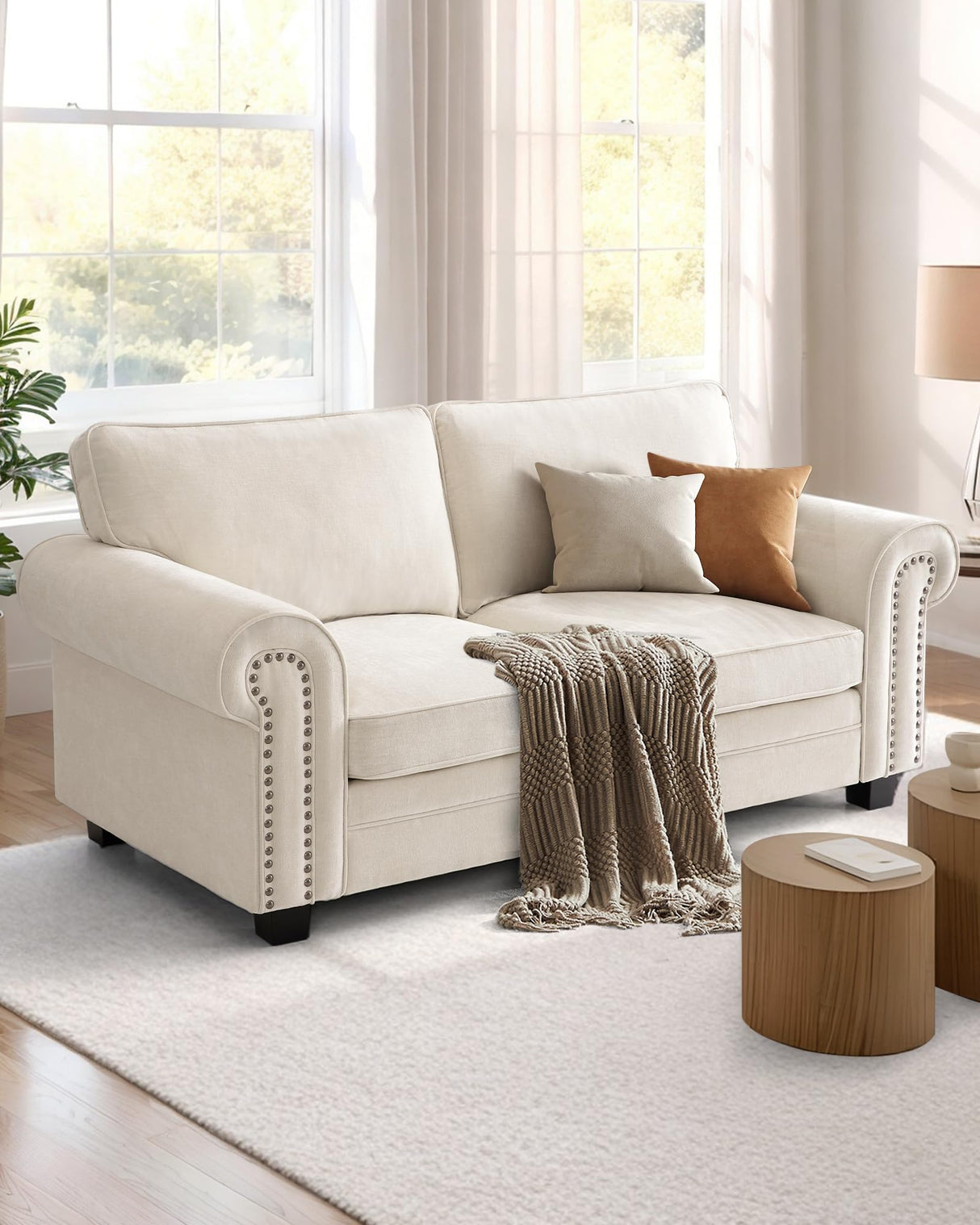 71" Mid-Century Loveseat Sofa Small Chenille Couch