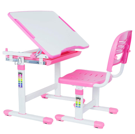 Pink Height Adjustable Children's Desk and Chair Set | Kids Interactive Workstation