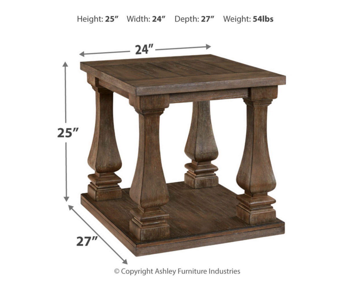 Modern Country Rectangular End Table, Weathered Brown