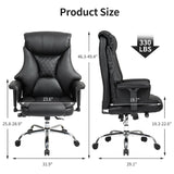 HOMEFUN Ergonomic Office Chair Executive Office Chair 330lbs Big and Tall High Back Leather Desk Chair, Adjustable Lumbar Support & Arms, 120° Recline for Office and Home Black