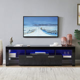 TV Stand for 65 inch TVs, 20 Minutes Quick Assemble Black TV Stand with LED Lights