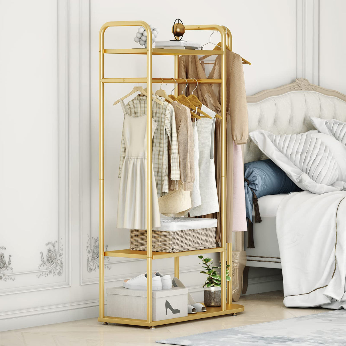 Gold Clothing Rack,Modern Industrial Clothes Rack for hanging Clothes