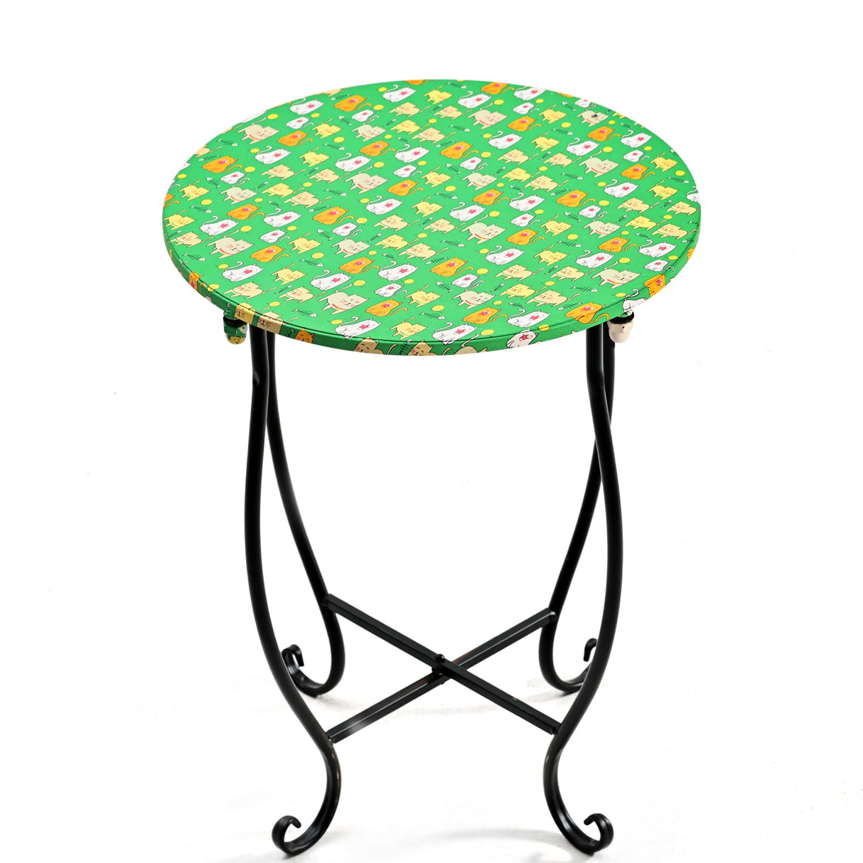 Side Tables for Patio, 14" Indoor Outdoor Metal Side Table for Poolside Bistro Balcony