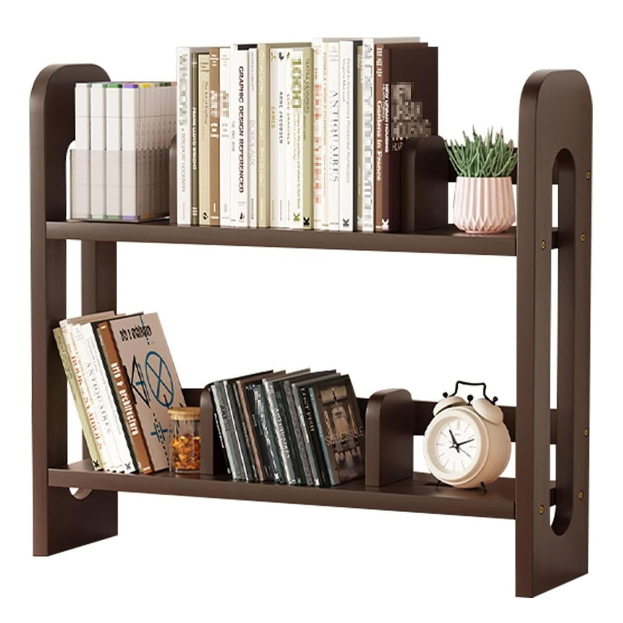 Desk Shelf Organizer, Wood Desktop 2-Tier Display Rack Desktop Bookcase