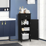 Bathroom Floor Storage Cabinet, 14" x 12" x 34.5" (L x W x H), Black