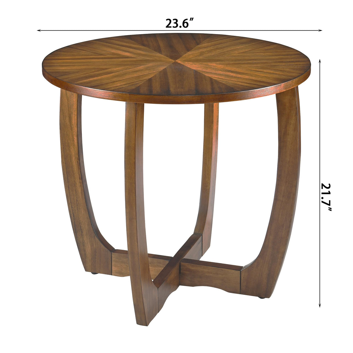 Solid Wood Round End Table with Splicing Top, Farmhouse Sofa Side Table