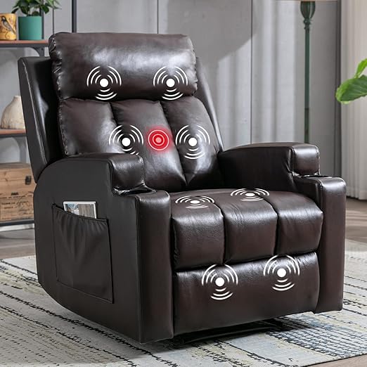 Home Manual Massage Recliner Chairs with Heat for Living Room, Overstuffed Breathable