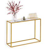 Gold Console Table,Narrow Entryway Table with Marble Top and Accent Metal Frame,
