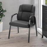 Leather Guest Chair Set of 2 with Padded Arms, Comfy Waiting Room Chairs