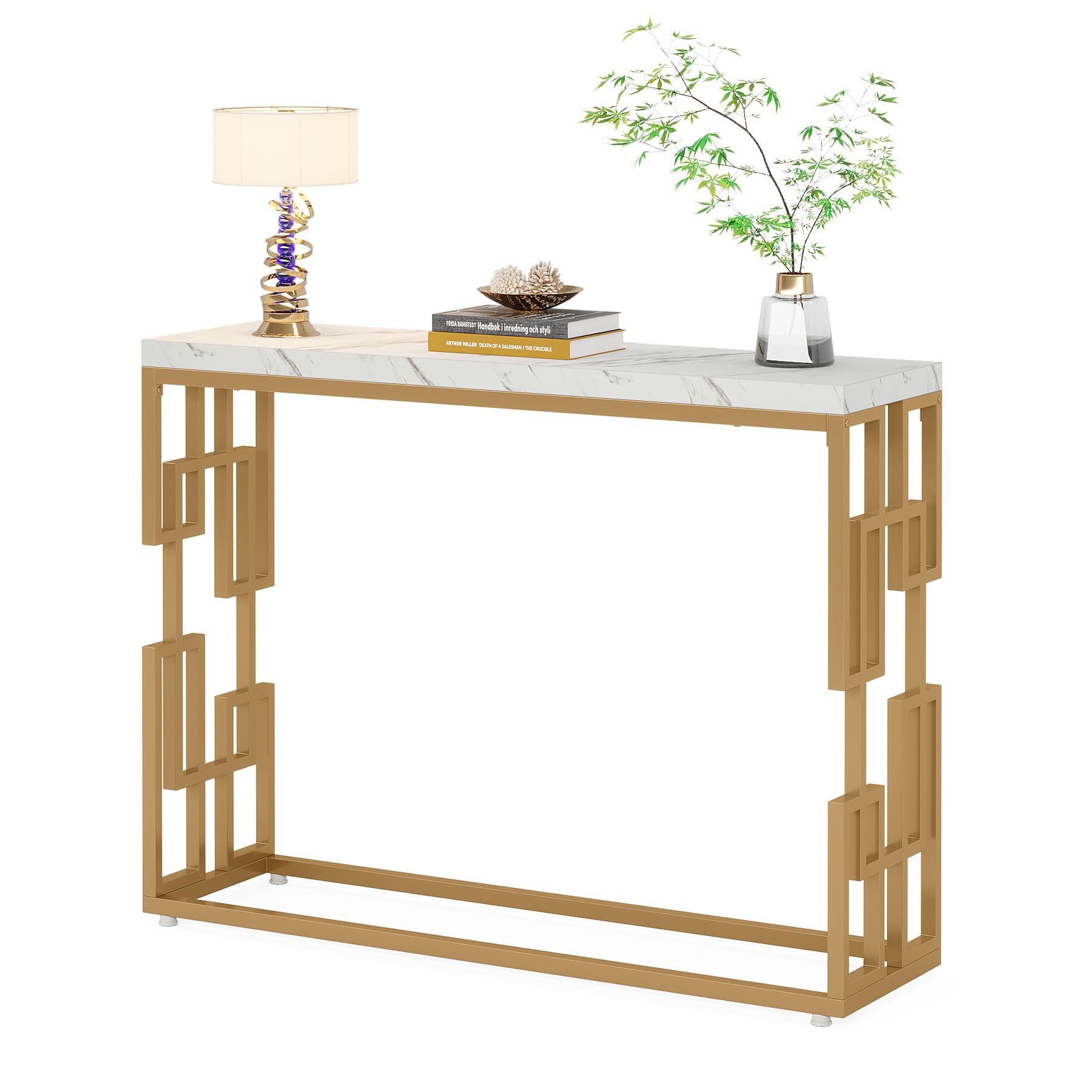 Console Table, Modern 42.5" Sofa Tables Entryway Hallway Foyer Table, White Faux
