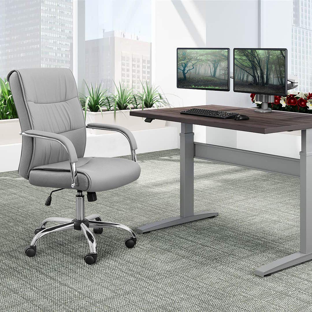 High Back Office Executive Chair Conference Leather Desk with Padded Armrests