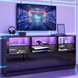 Black TV Stand for 65/75/80/85 Inch TVs with RGB LED Lights