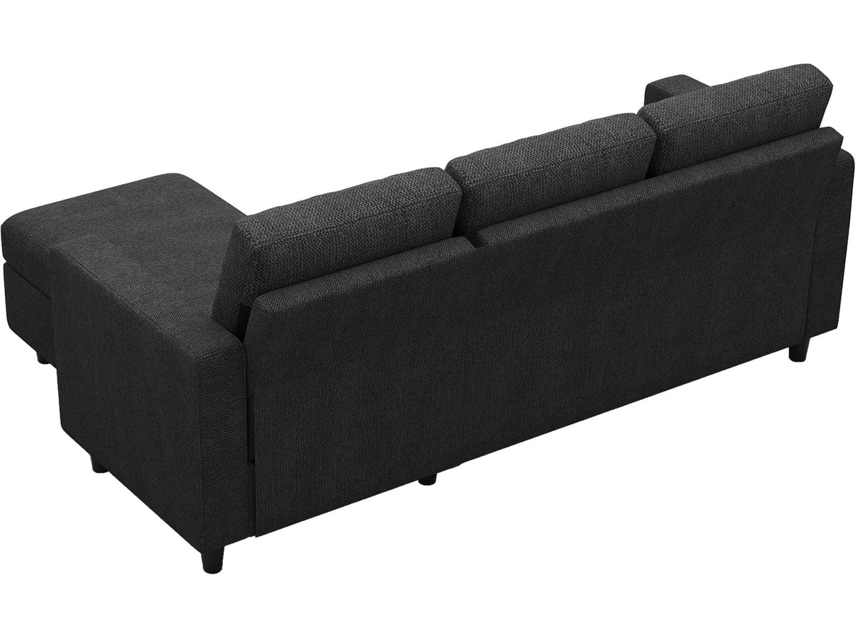 L Shaped Couch, Convertible Sectional Sofa with Linen Fabric, Modern Couch