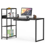 SHW 46-Inch Computer Desk with Adjustable Side Shelf and Drawer, 24" Deep, Black