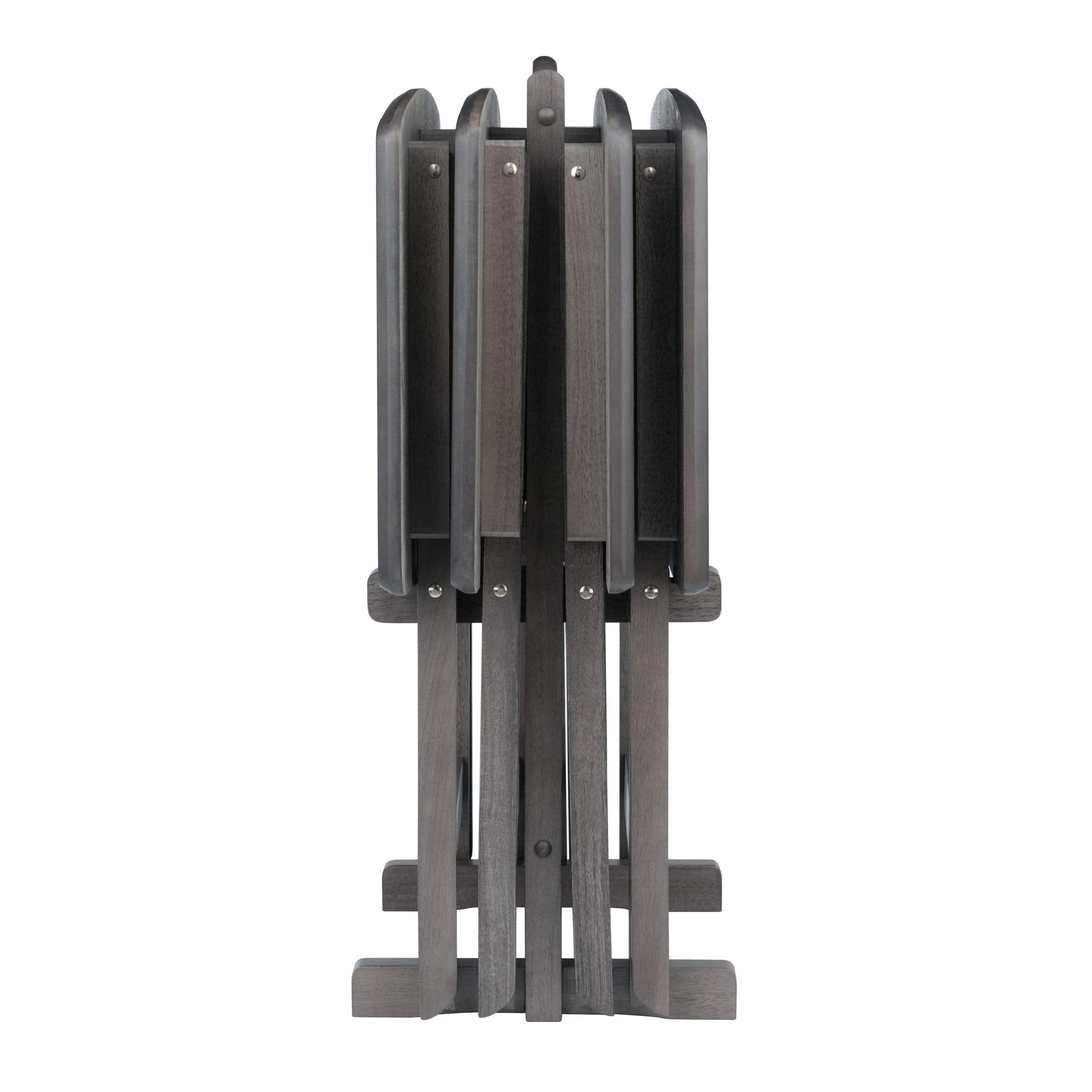 Dorian Oversized Snack Table Set, Oyster Gray (Brown Base) (replace color may vary).