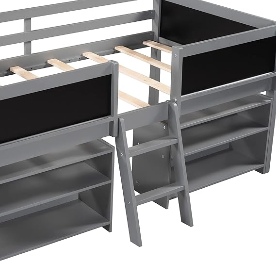 Designs Full Size Loft Bed with Stairs and Storage Drawers