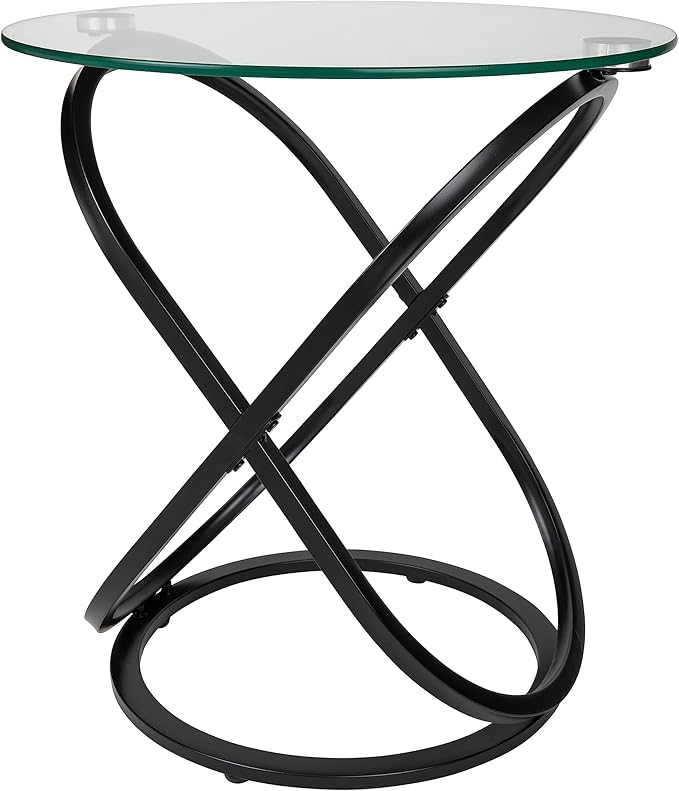 galaxy Tempered Glass Round End Table - Chrome or Black Finish (Chrome)