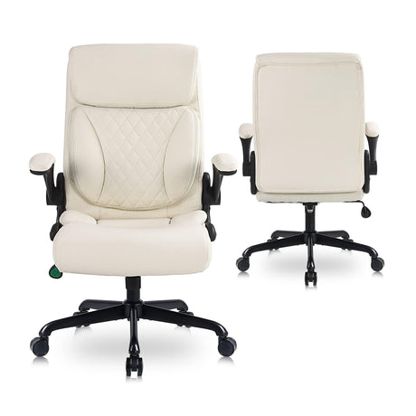 Executive Office Chair Set of 2, PU Leather Computer Chair with Lumbar Support