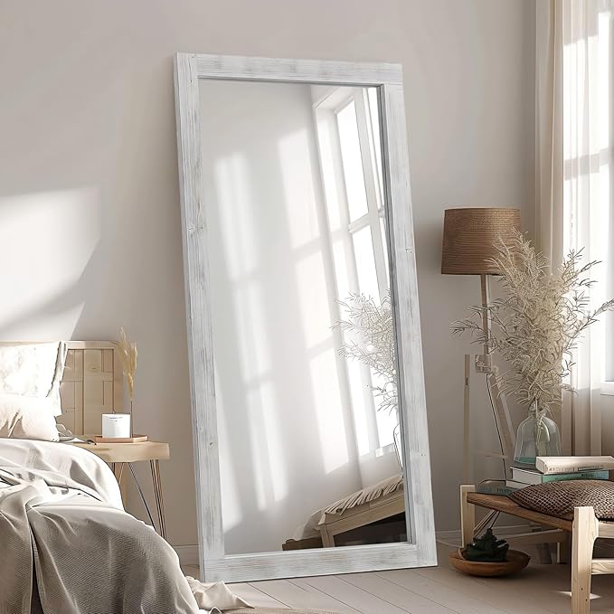 Full Length Mirror, 64"x21" Wood Frame Floor Mirror, Free Standing Mirror Leaning Hanging