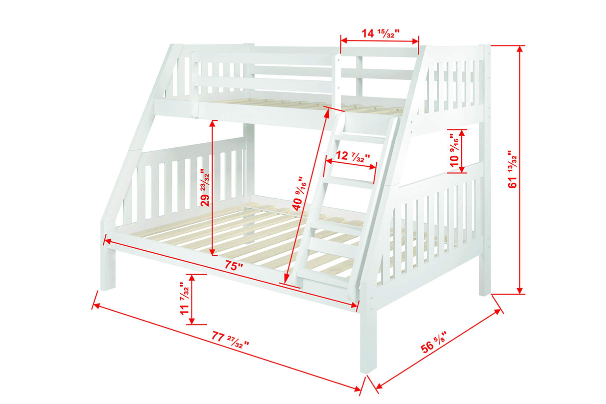 Austin Mission Twin Over Full White Bunkbed with Twin Trundle