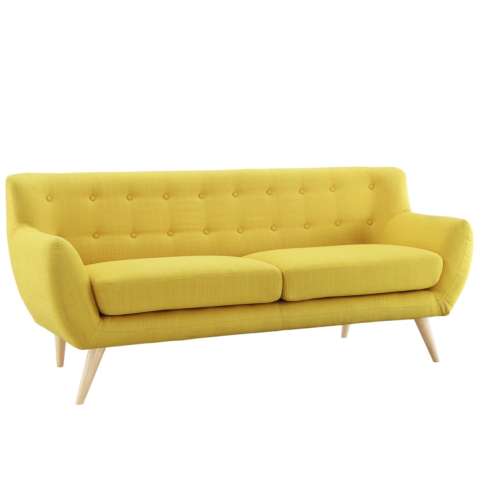 Remark Mid-Century Modern Upholstered Fabric Living Room Set, Loveseat and Sofa