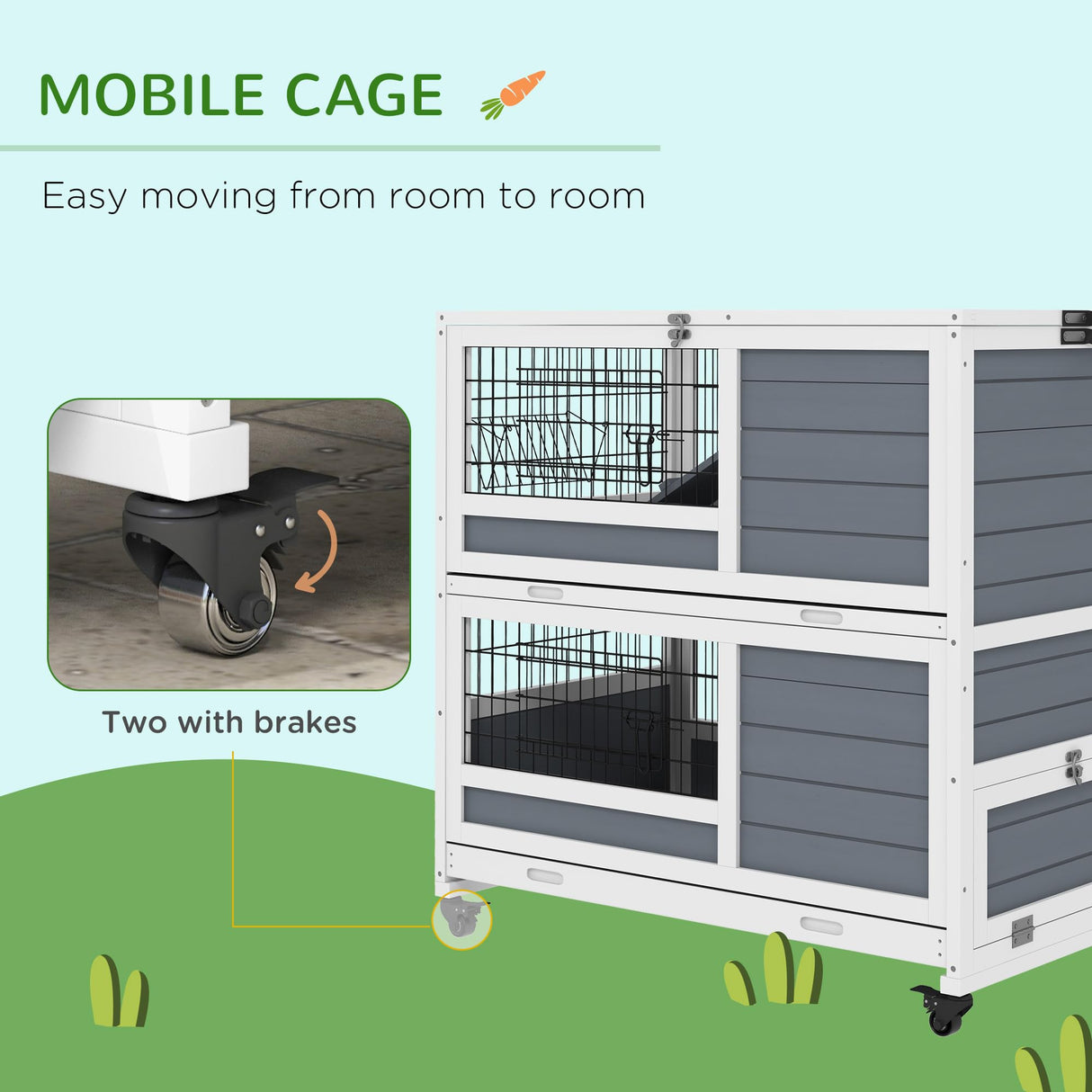 Rabbit Hutch Indoor Outdoor Bunny Cage with Wire-Netting,Large Guinea