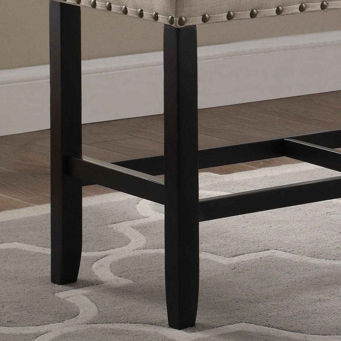 Biony Fabric Counter Height Dining Bench with Nailhead Trim